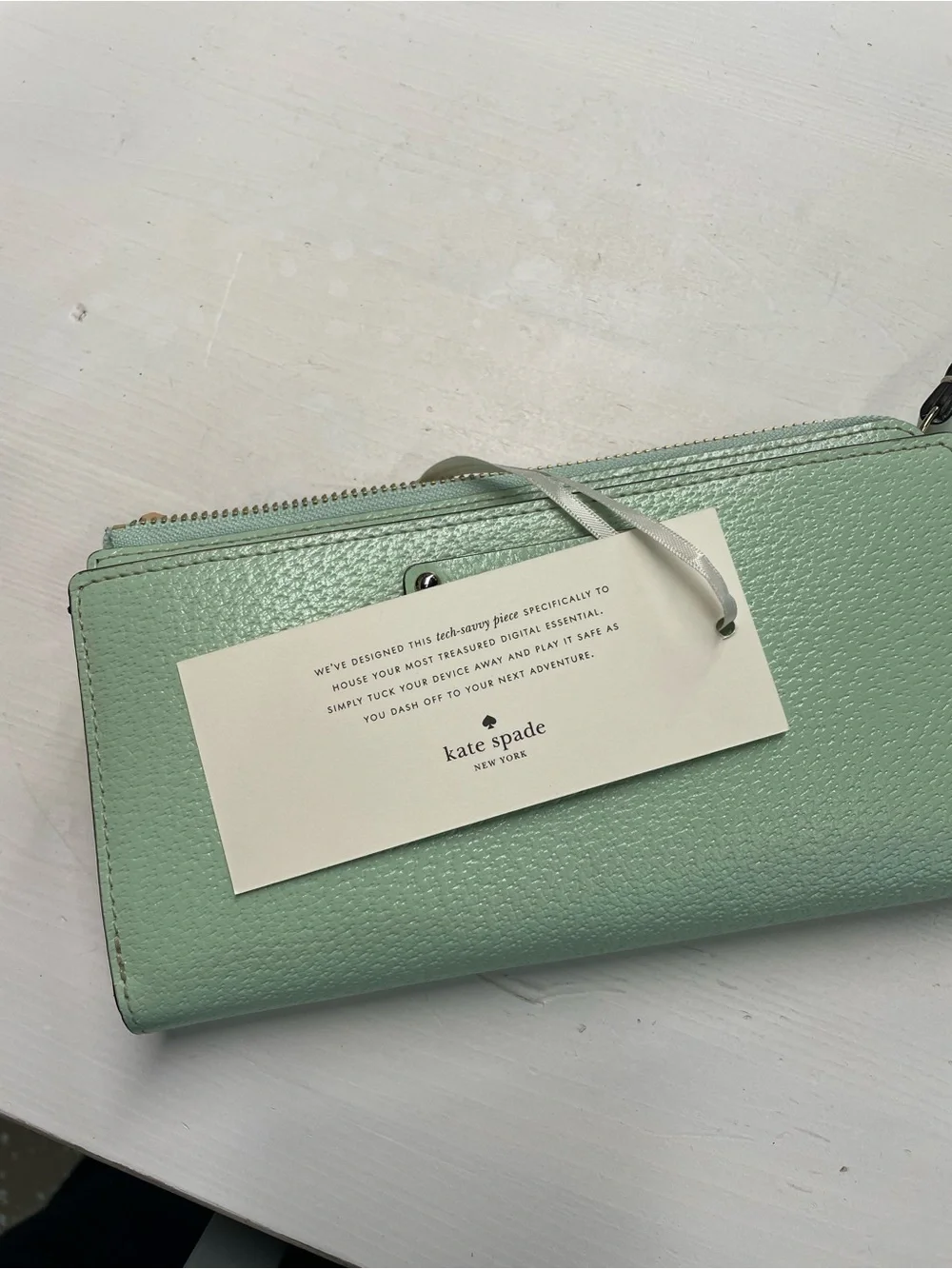 kate spade Mint Green Pebbled Leather Wristlet